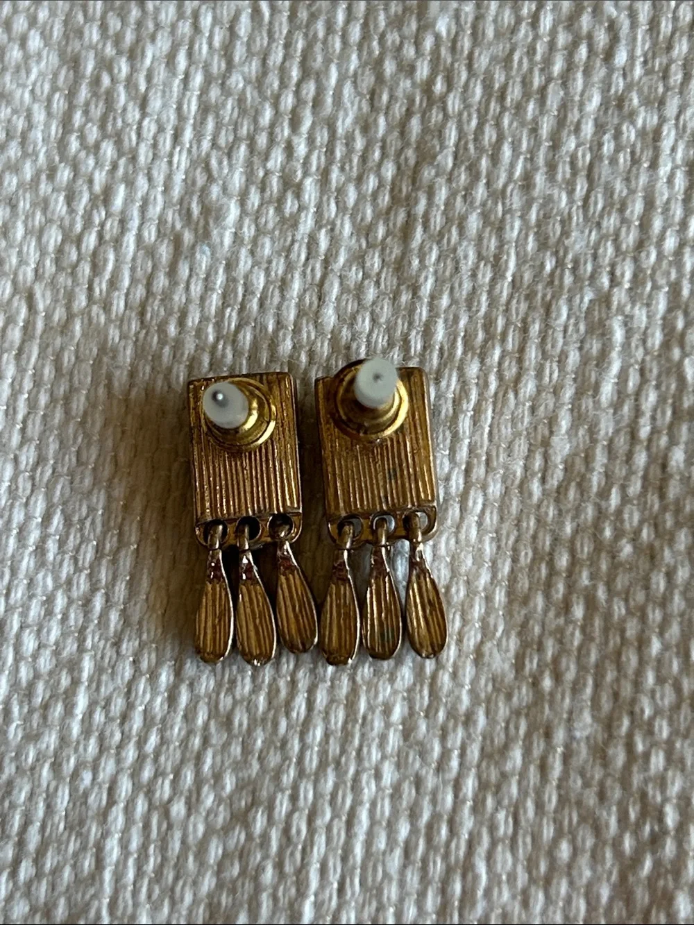 Gold Tone Square Drop Dangle Earrings Minimalist